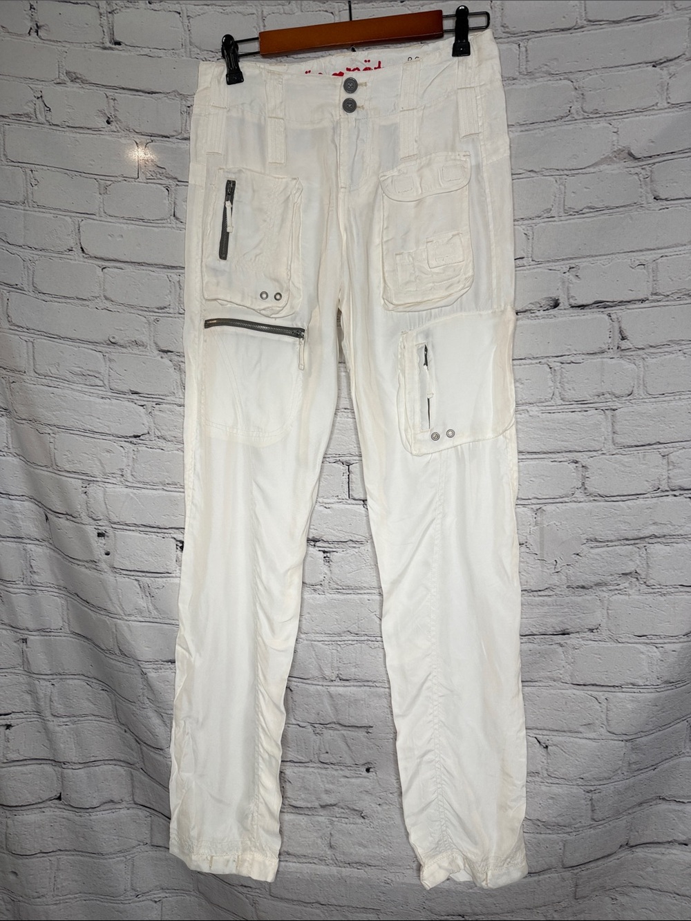 `Pete & Greta White Cargo Pocket Utility Pants Size 4 Excellent Condition